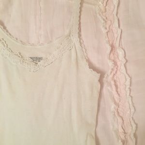 White Tank Top with Floral Lace Trim | Size Small